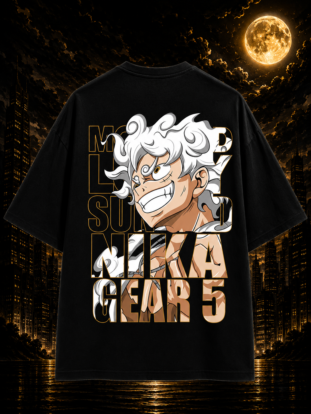 Gear 5 Luffy Oversized Anime T-Shirt - S