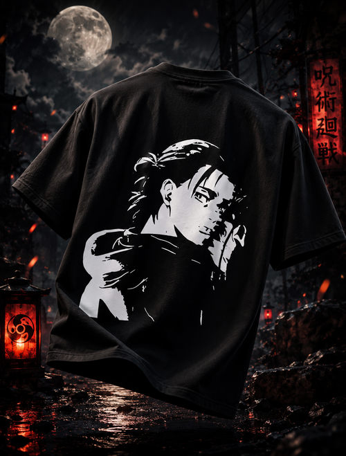 Eren Yeager Shadow Portrait Oversized Anime T-Shirt - S