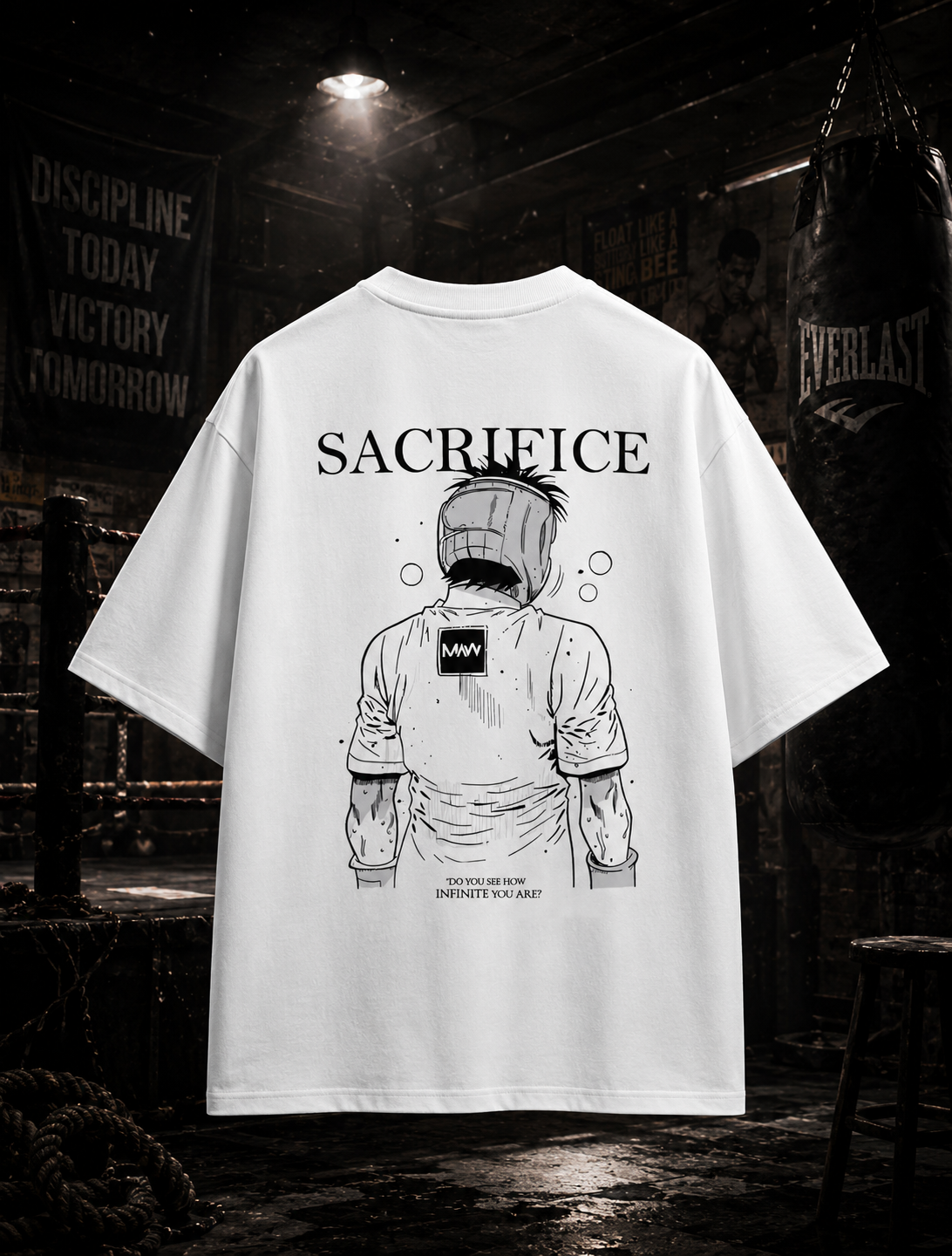 Sacrifice Boxer Motivation Oversized Graphic T-Shirt - S