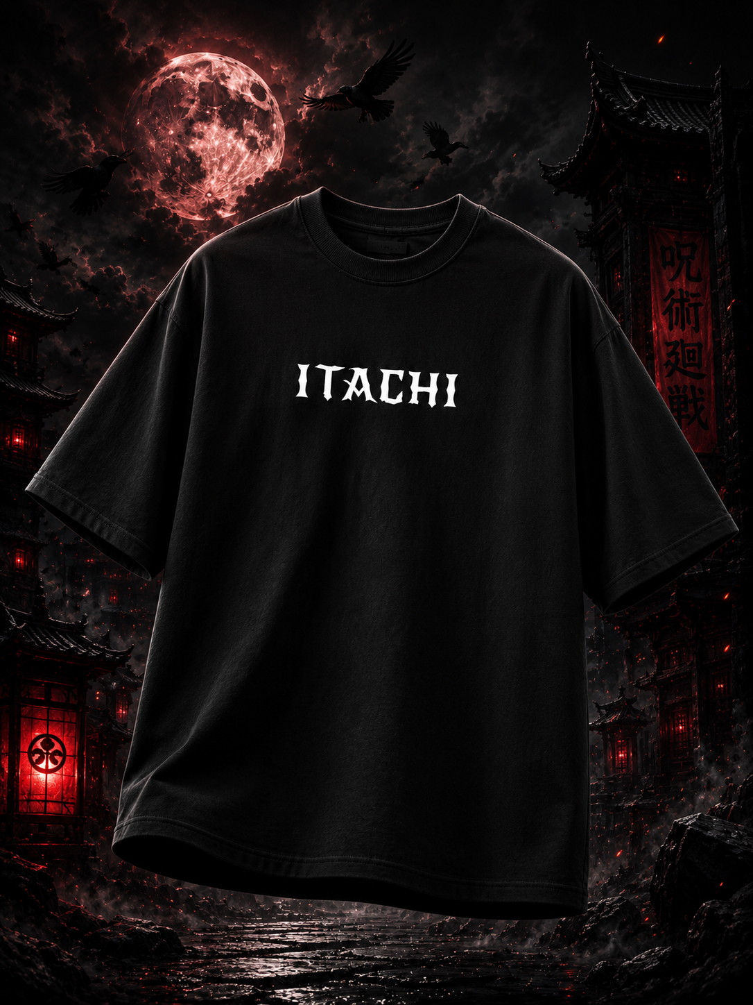 Itachi Uchiha Final Stand Oversized Anime T-Shirt - Image 2