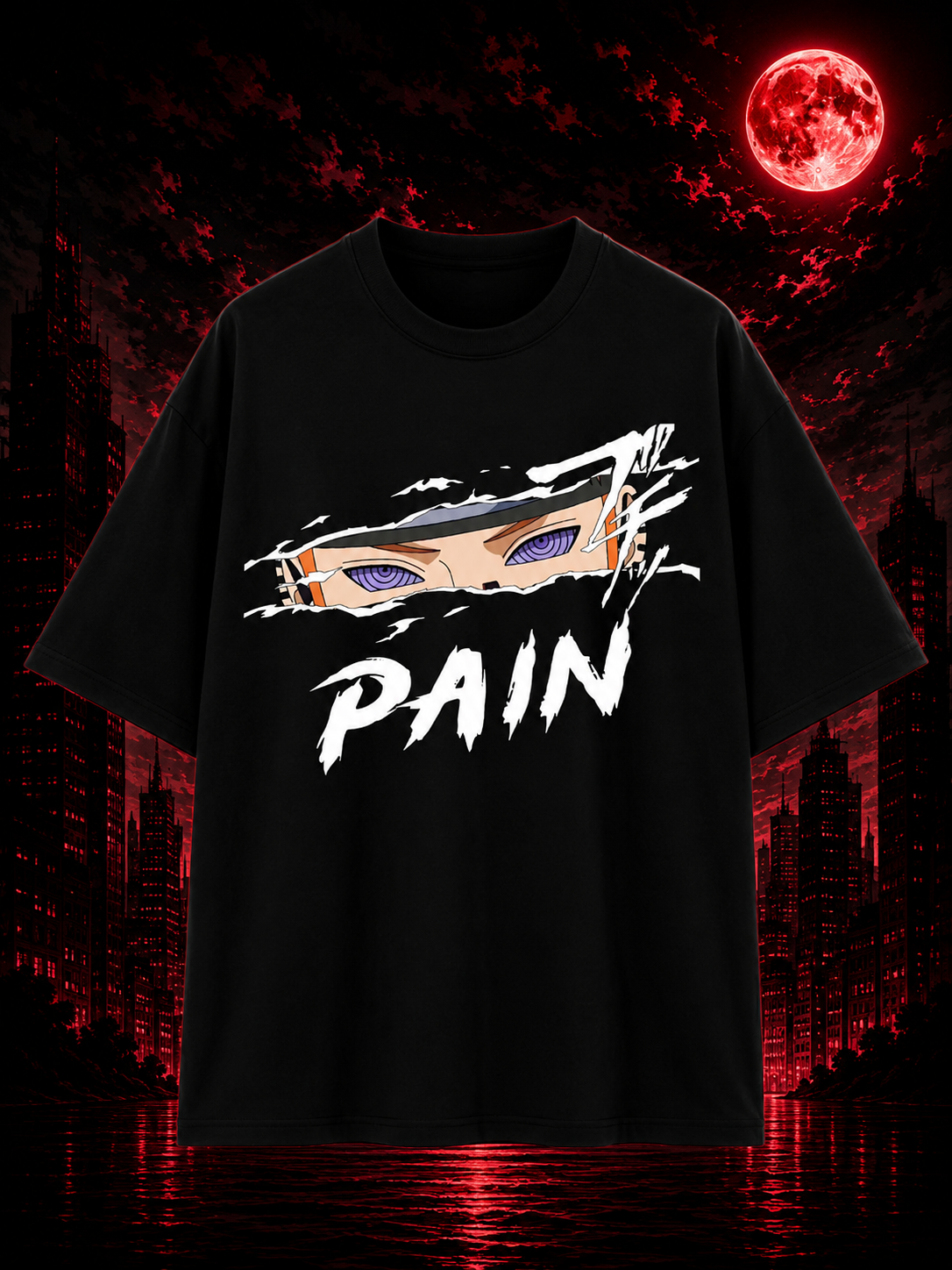 Pain (Nagato) Oversized Anime T-Shirt – Naruto Akatsuki Graphic Edition