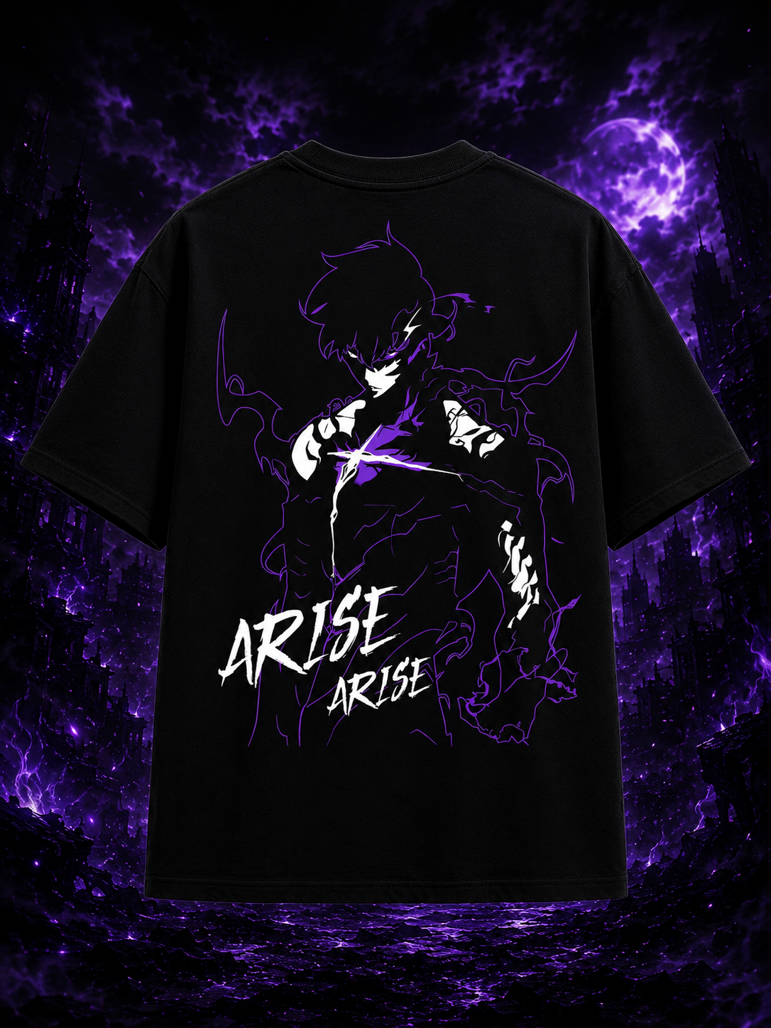 Sung Jinwoo Arise Shadow Monarch Oversized Anime T-Shirt - S