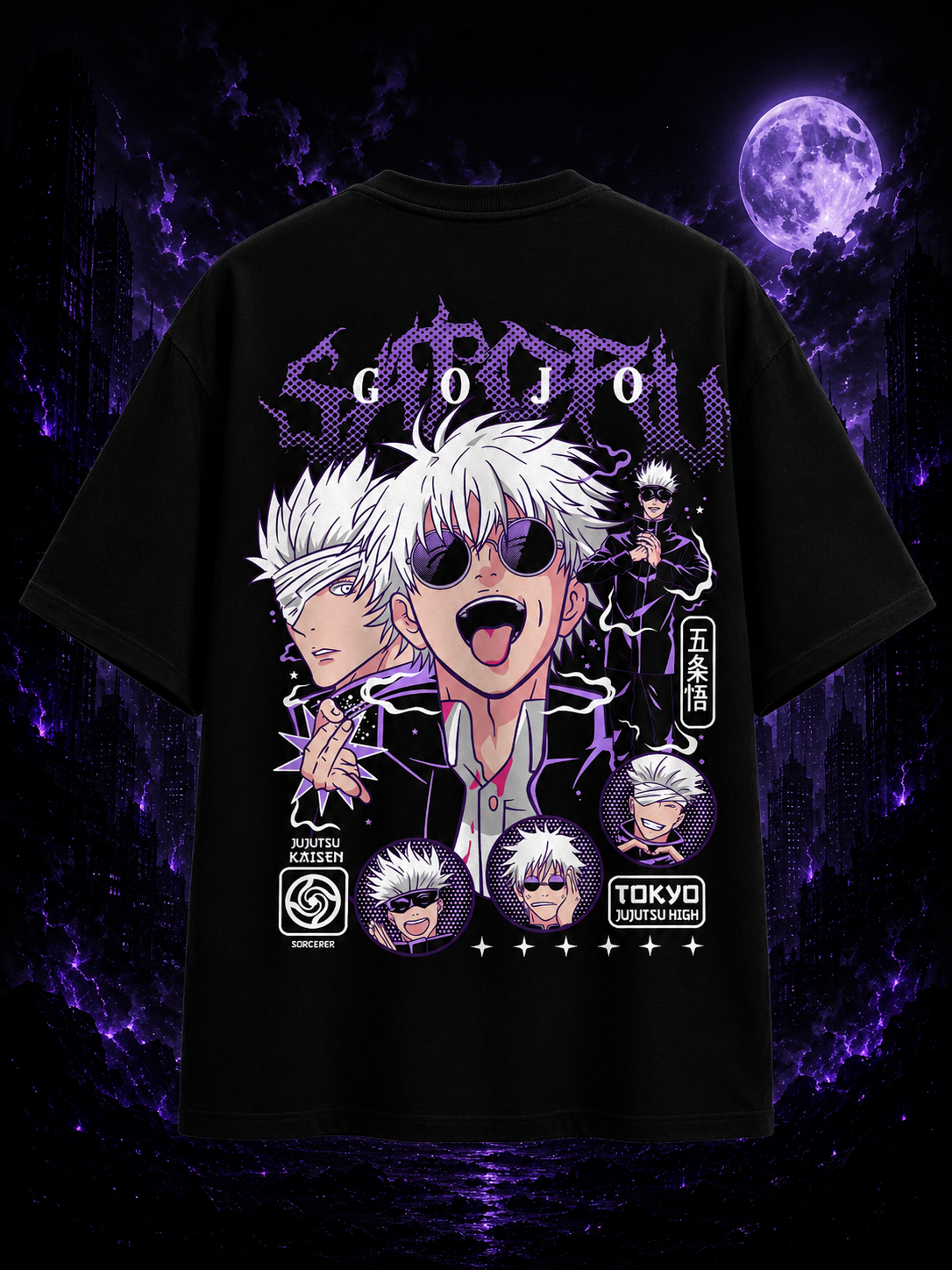 Gojo Satoru Oversized Anime T-Shirt – The Strongest Sorcerer Edition - S