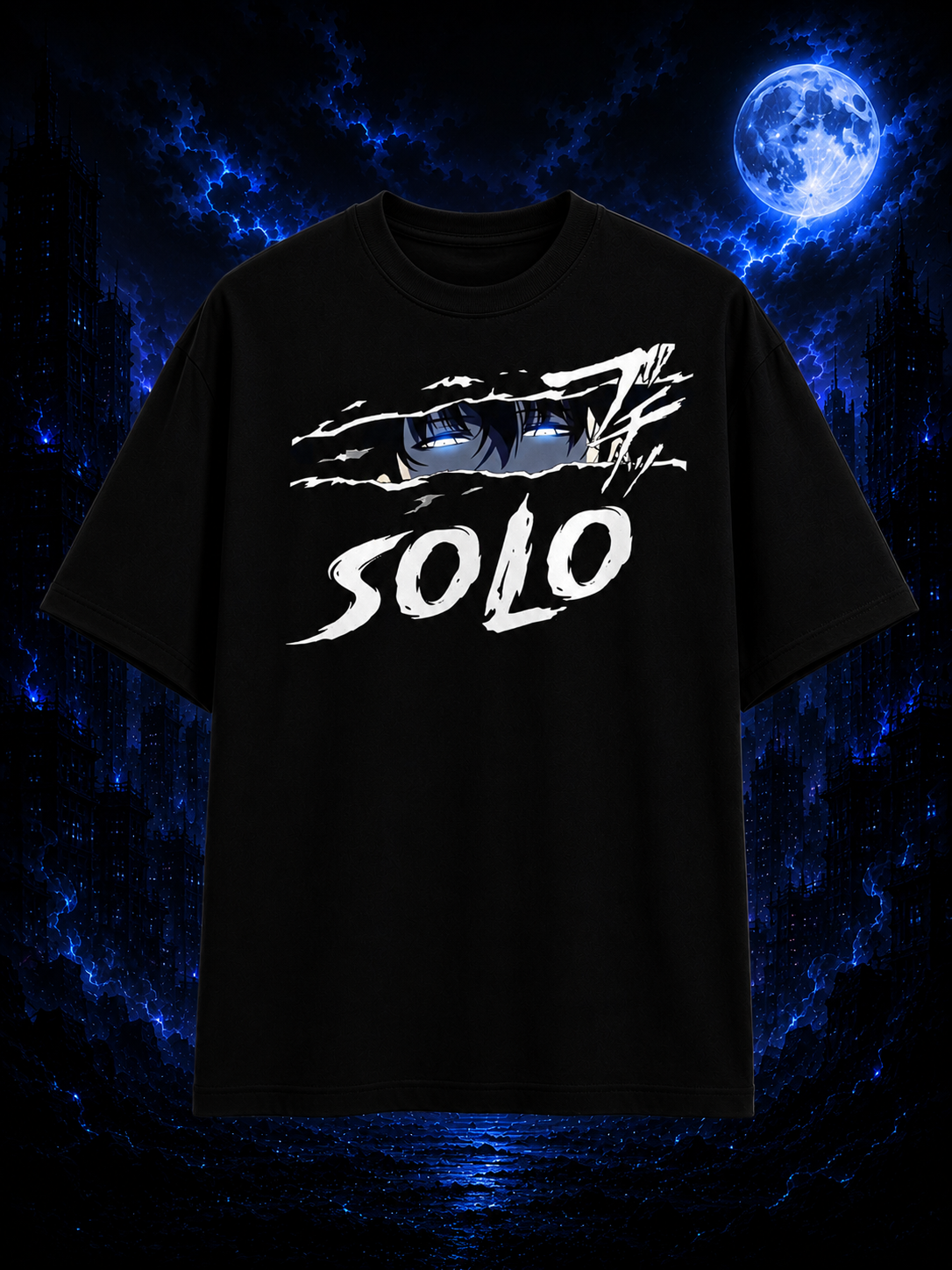 Sung Jinwoo Arise Shadow Monarch Oversized Anime T-Shirt - Image 2