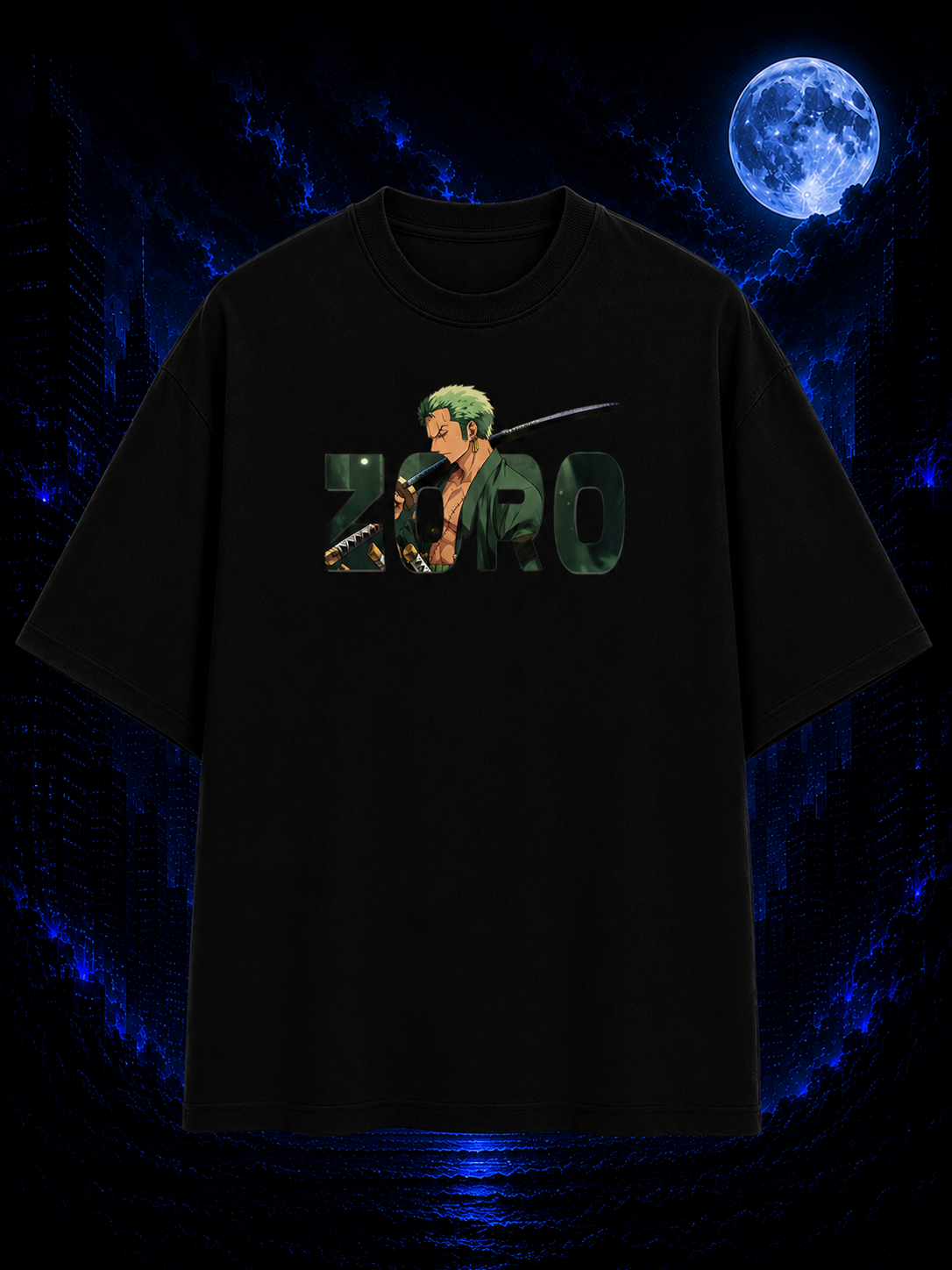 Roronoa Zoro Oversized Anime T-Shirt – One Piece Swordsman Edition - Image 2