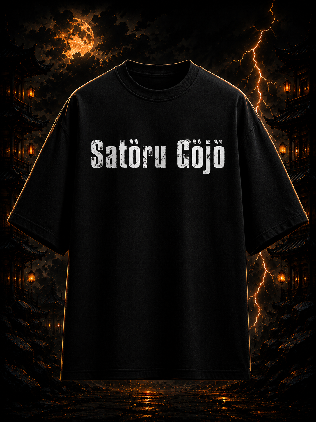 Satōru Gojō Oversized Anime T-Shirt – Limitless Power | Premium Streetwear | Black