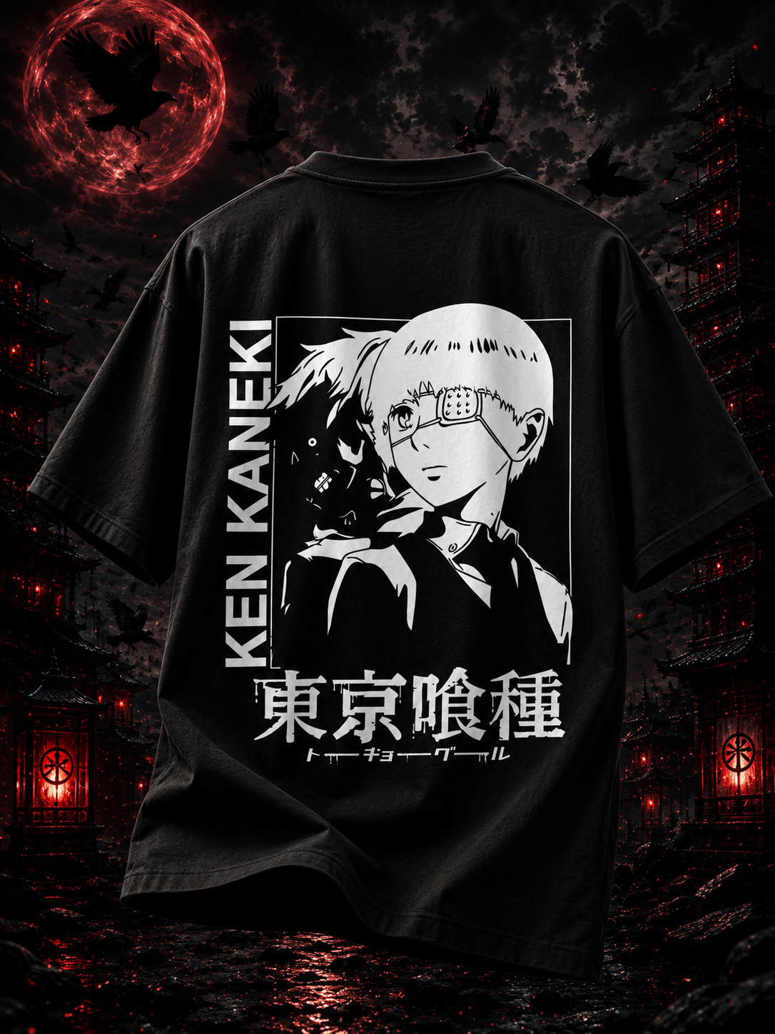 Ken Kaneki Oversized Anime T-Shirt – Tokyo Ghoul Shadow Edition