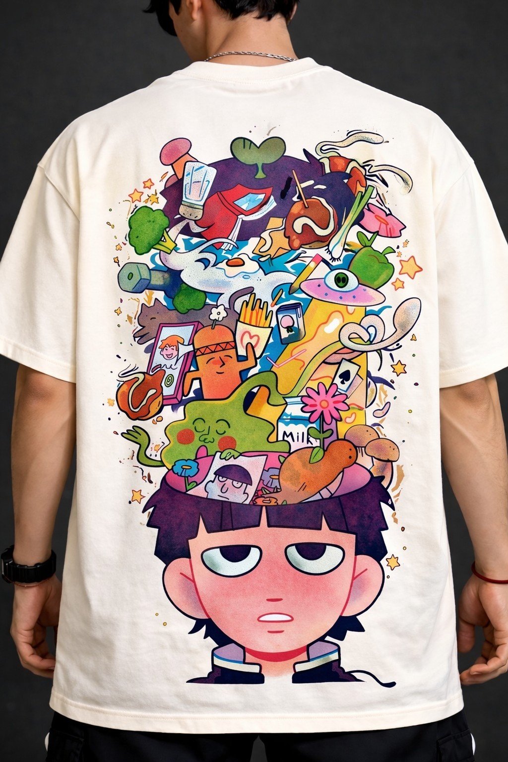 Men's Oversized Off-White Mind Chaos Graphic T-shirt