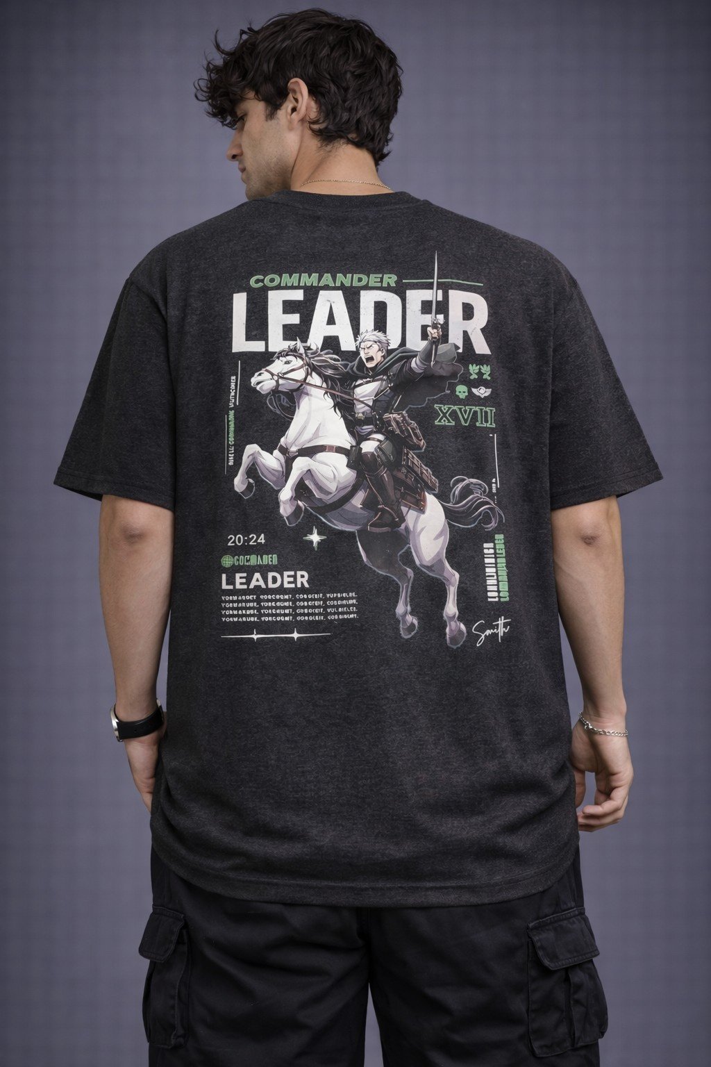 Men's Oversized Commander Leader Anime Graphic T-Shirt