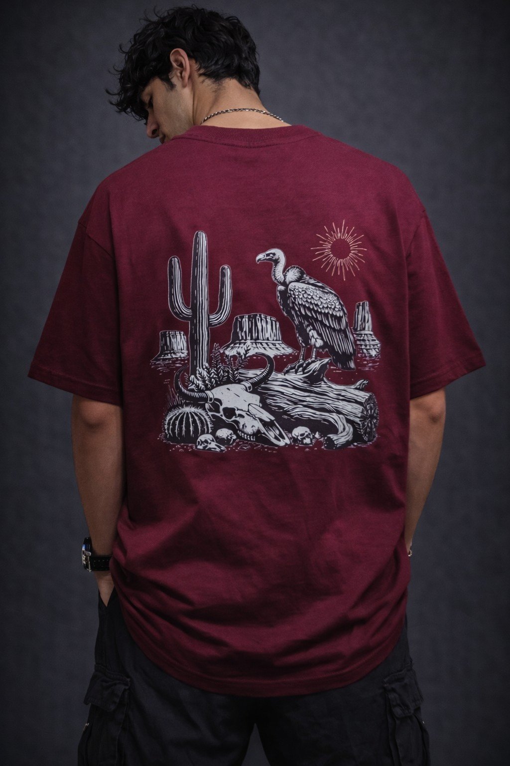 Men's Oversized Desert Skull Graphic T-Shirt