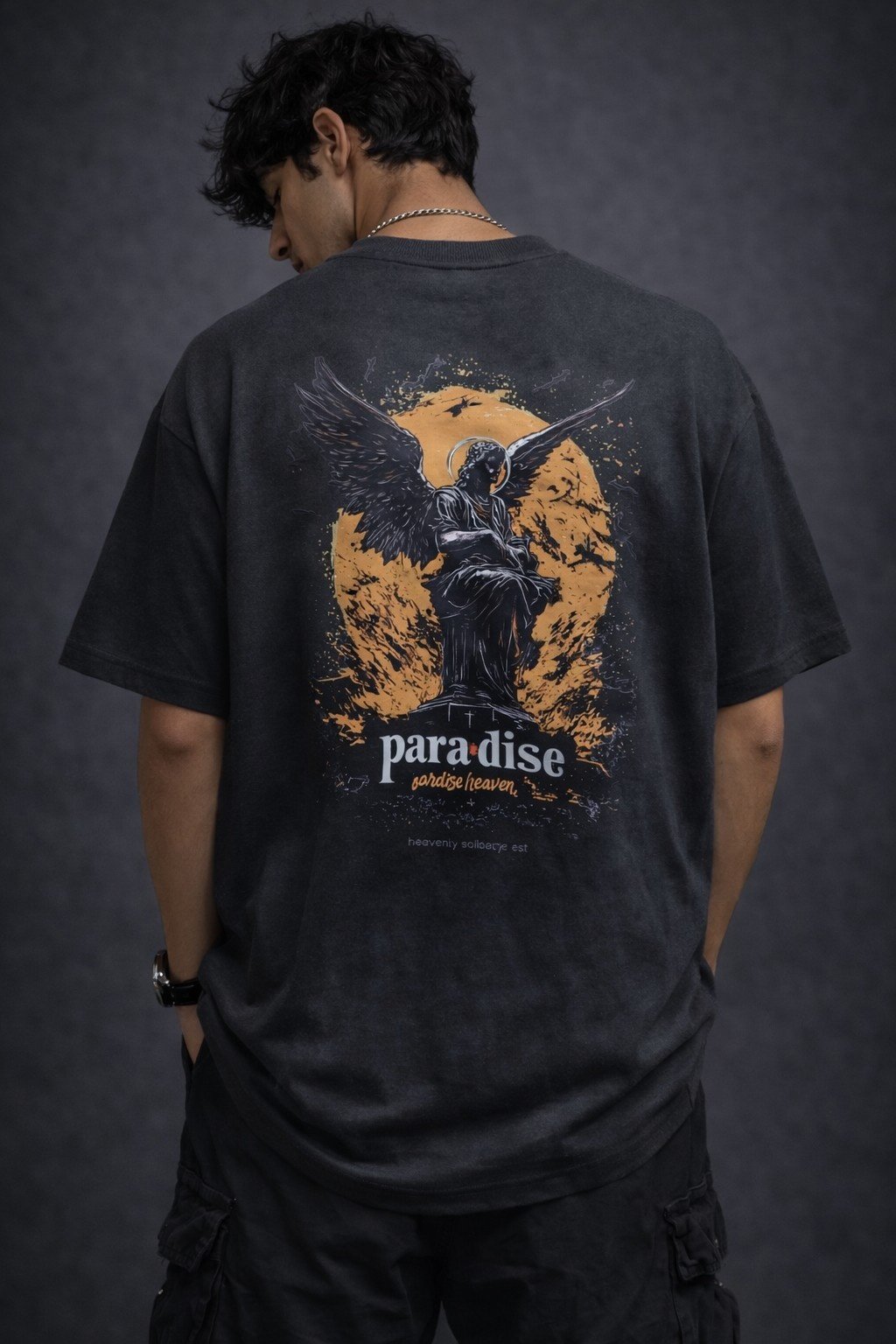 Men's Oversized Paradise Angel Graphic T-Shirt