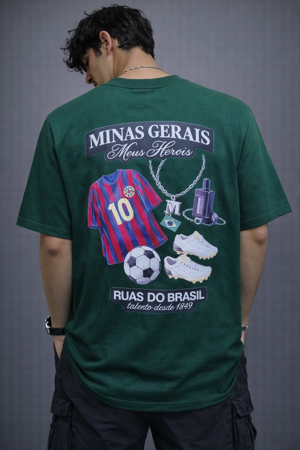 Men's Regular Fit Brazil Street Football Graphic T-Shirt