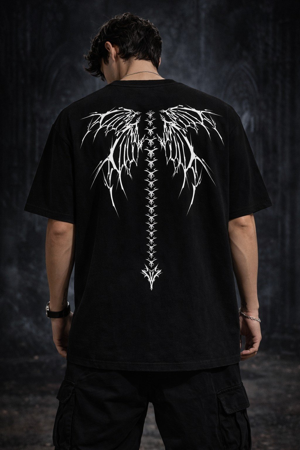 Men's Regular Fit T-shirt Dark Spine Wings Graphic
