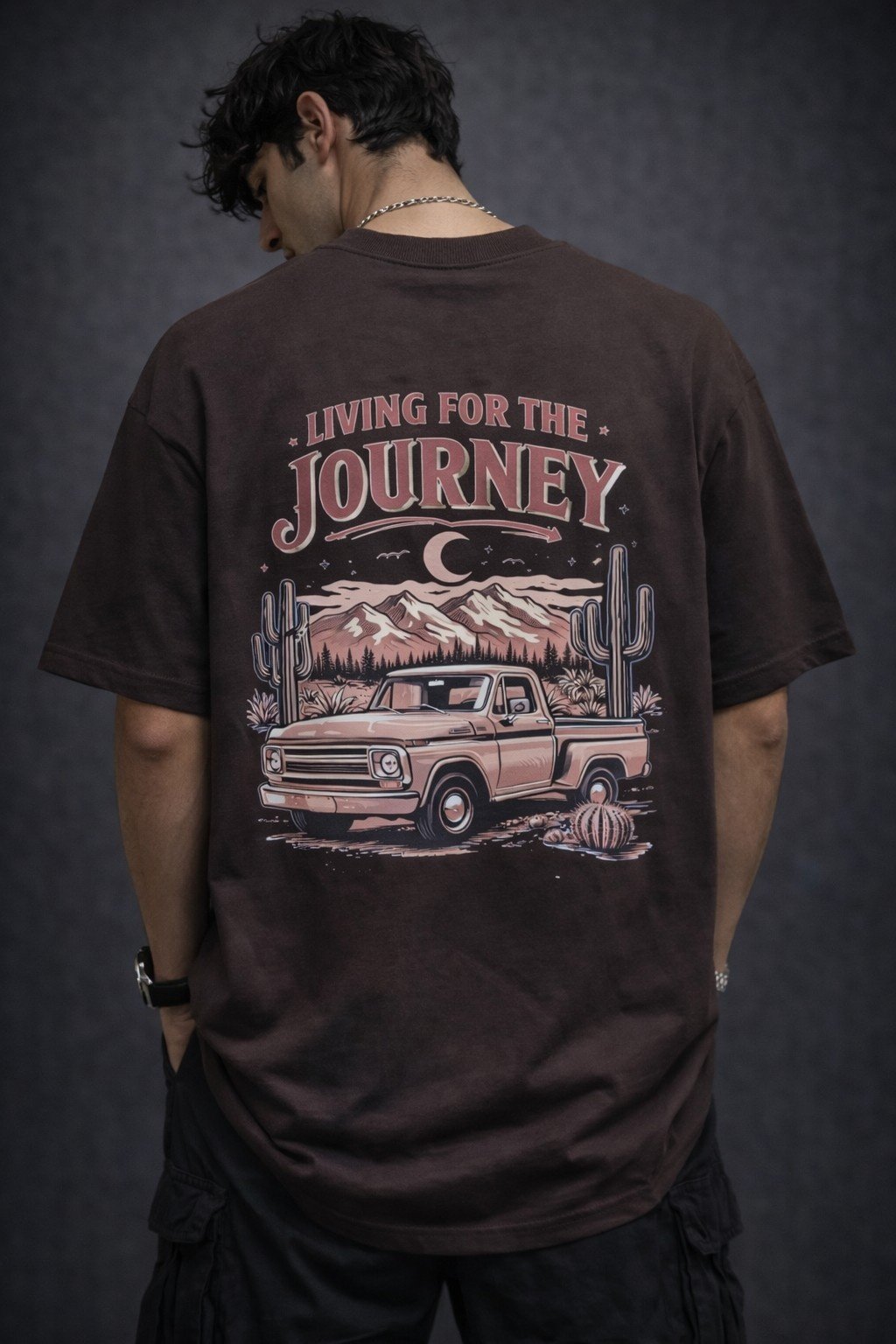 Men's Oversized Living For The Journey Graphic T-Shirt